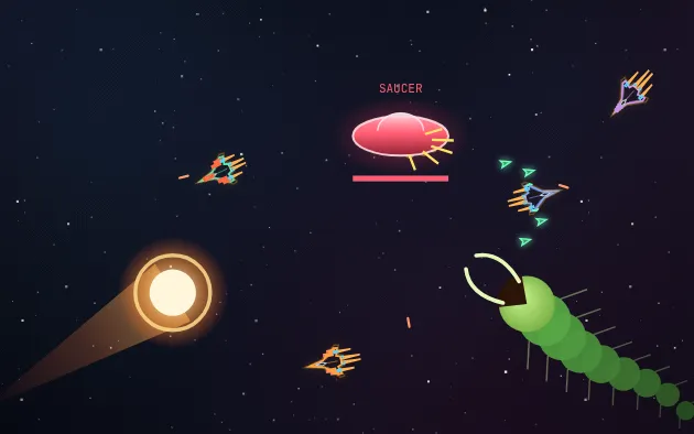 The saucer, the comet and the Spaceworm